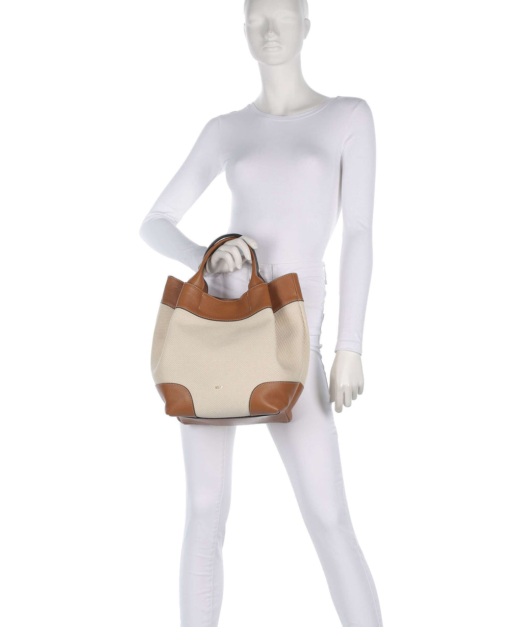 Abro Super Drill Essential Medium Handbag ivory/cuoio
