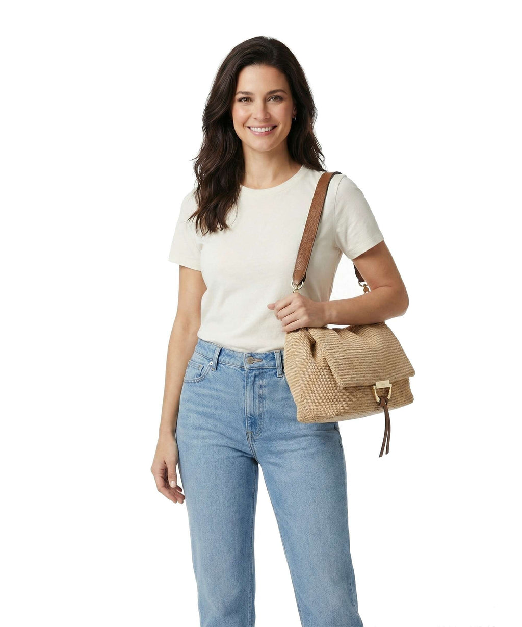 Abro Raffia Classica Temi Large Shoulder bag natural