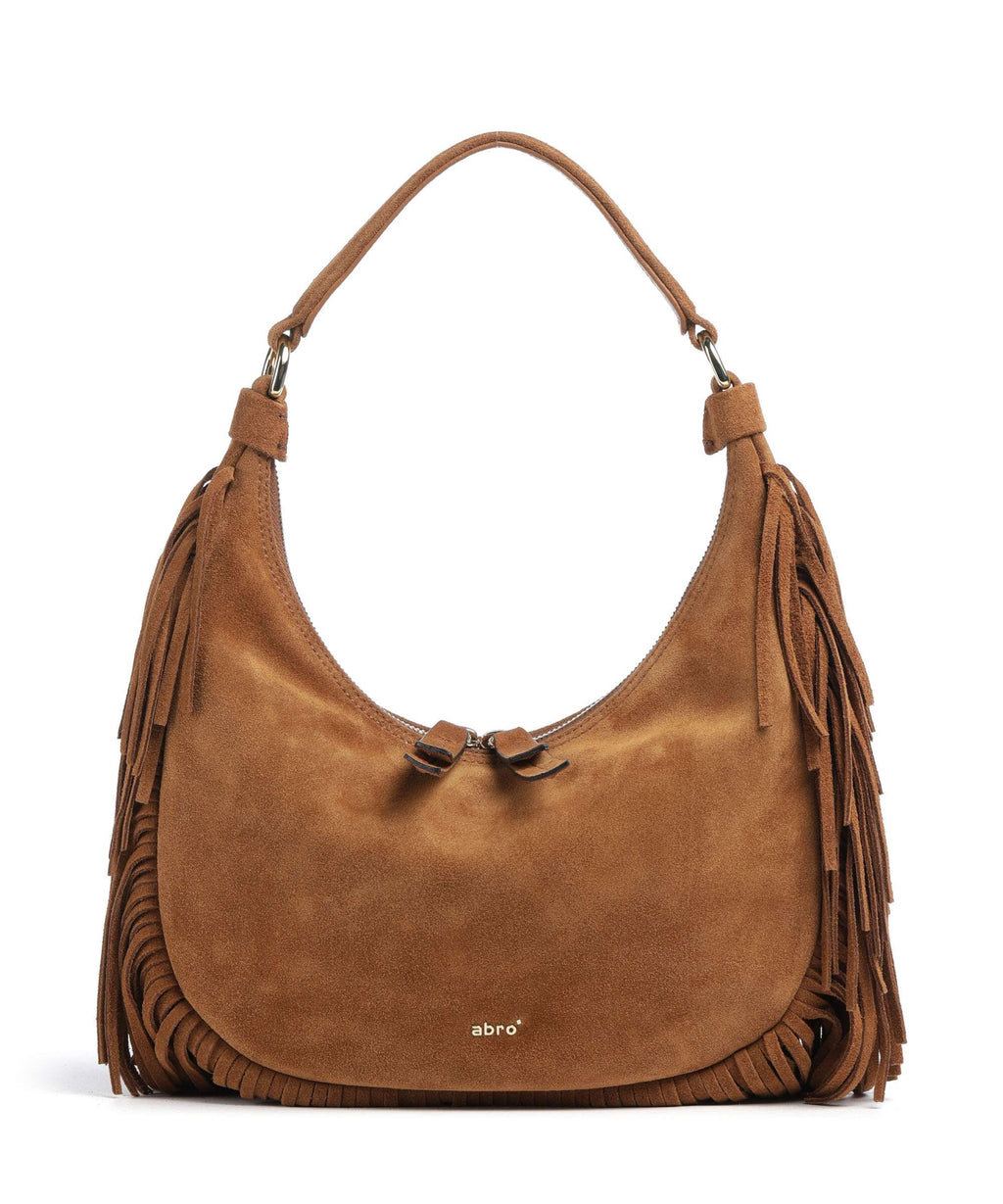 Abro Suede Nana Small Hobo bag cuoio