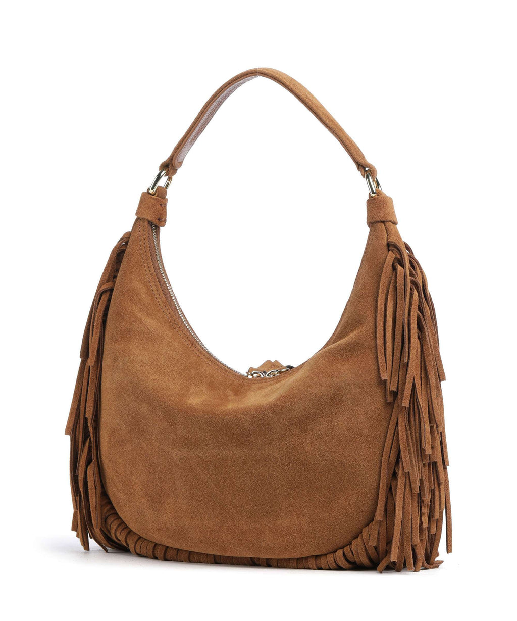 Abro Suede Nana Small Hobo bag cuoio