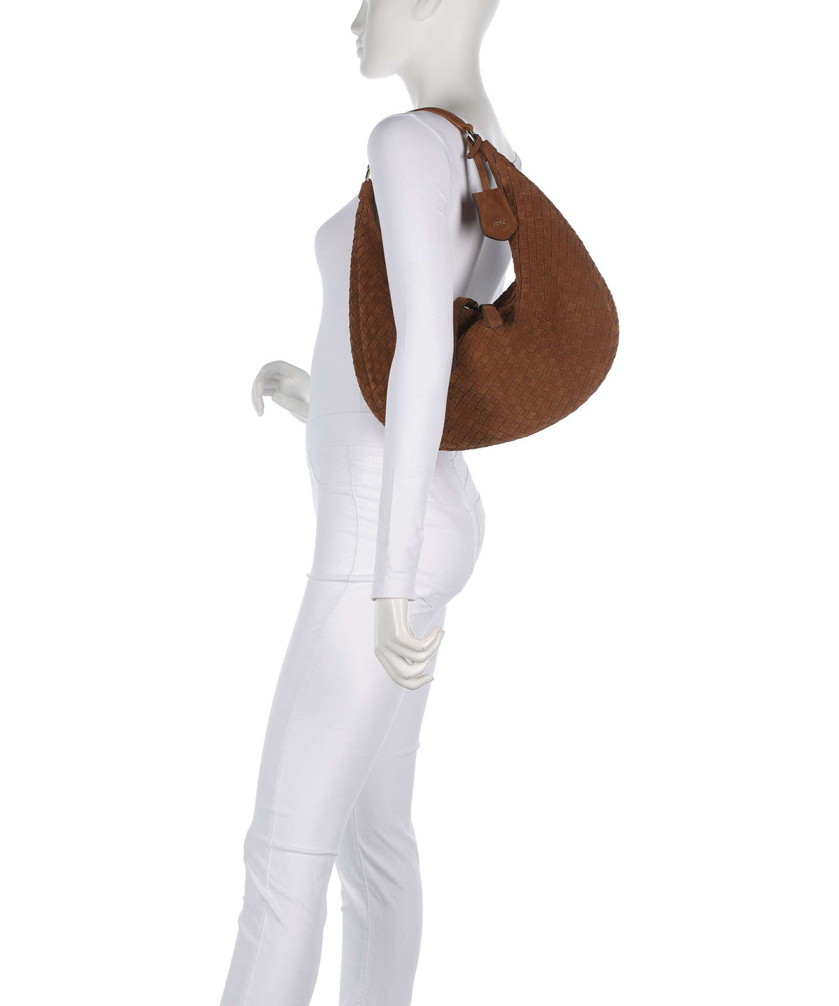 Abro Suede Nana Small Hobo bag cuoio