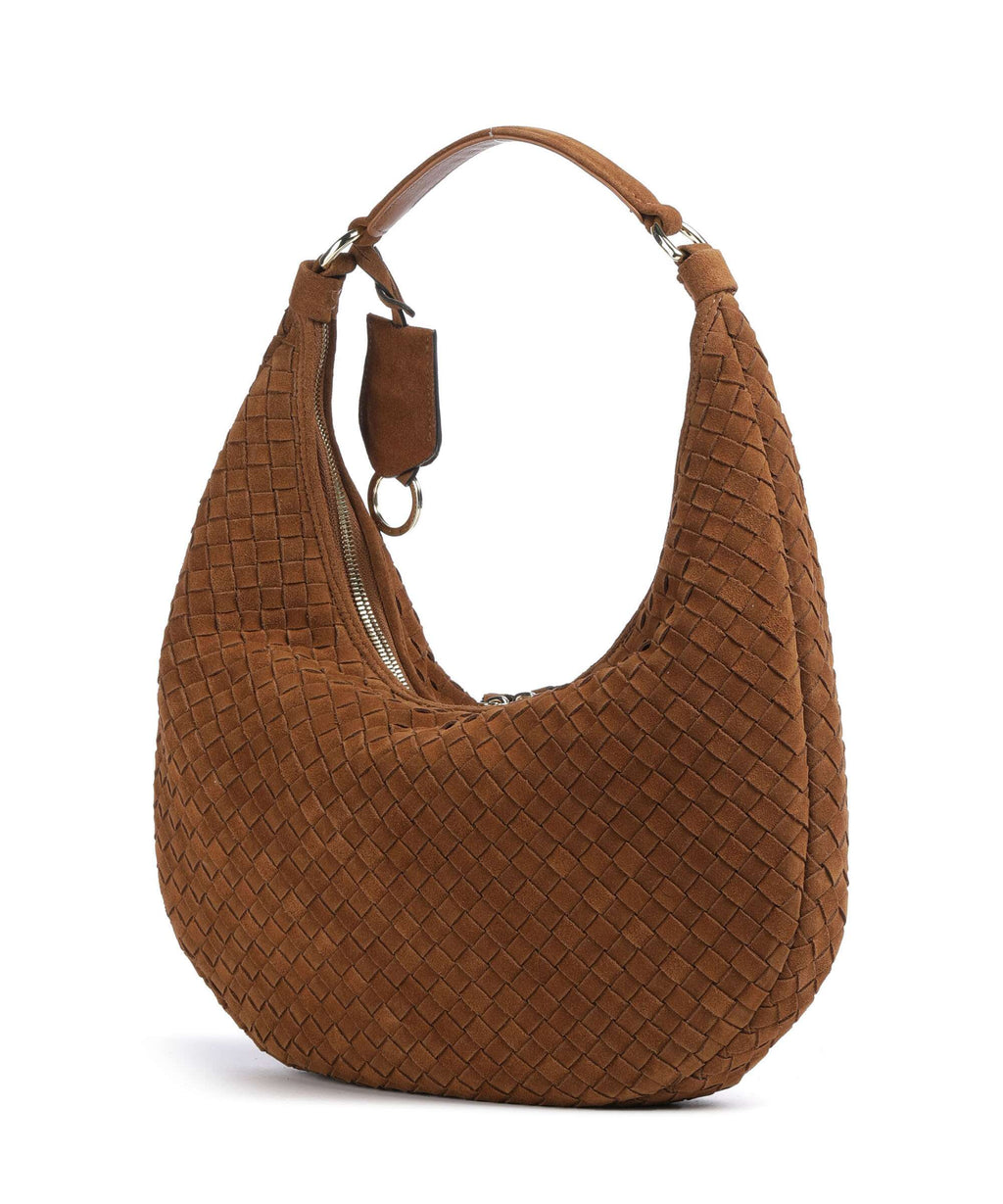 Abro Suede Nana Small Hobo bag cuoio