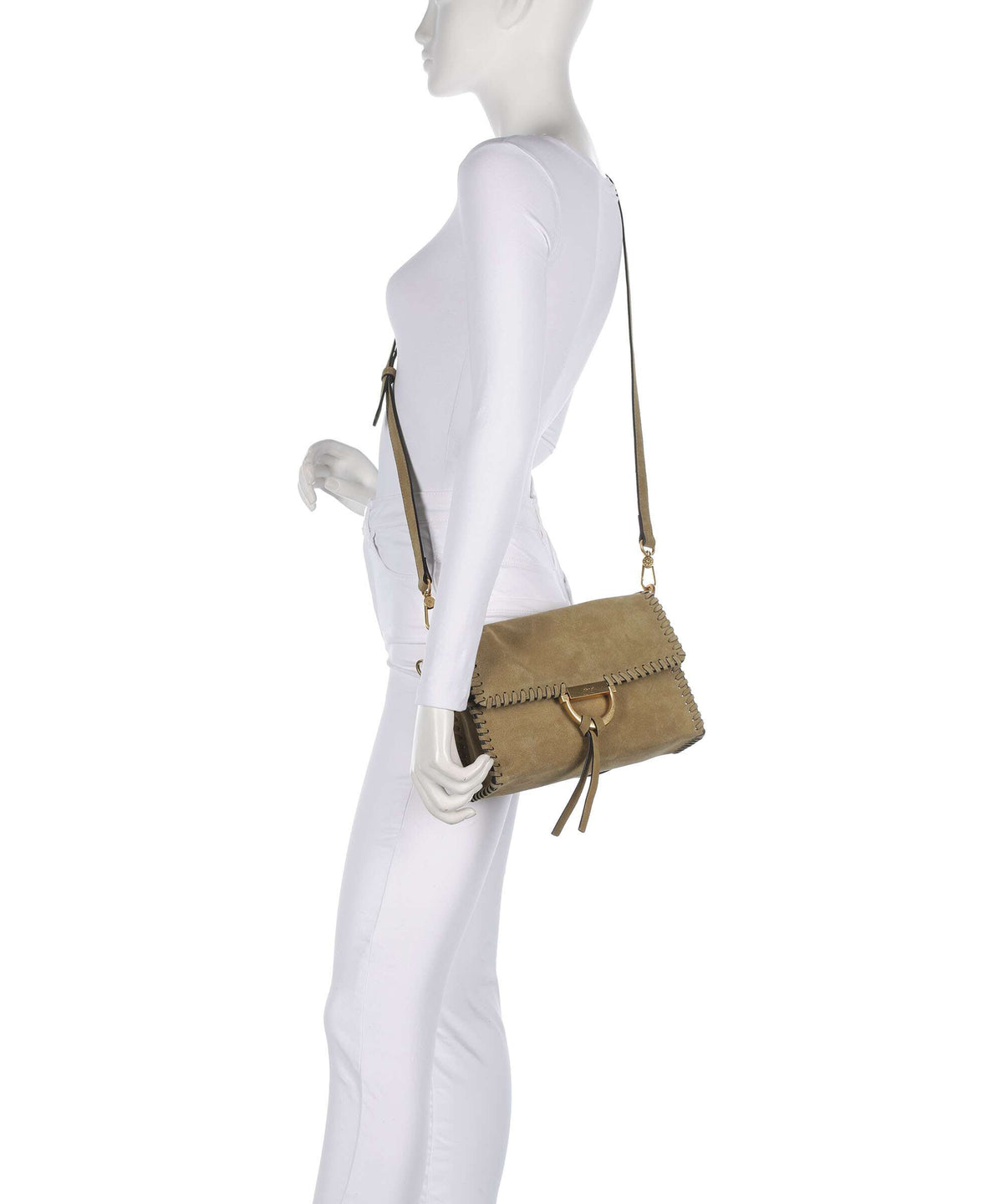 Abro Suede Temi Stitch Shoulder bag mud