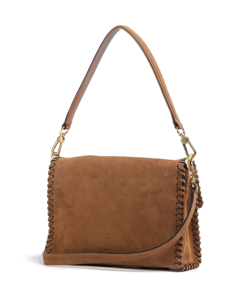 Abro Suede Temi Stitch Shoulder bag cuoio