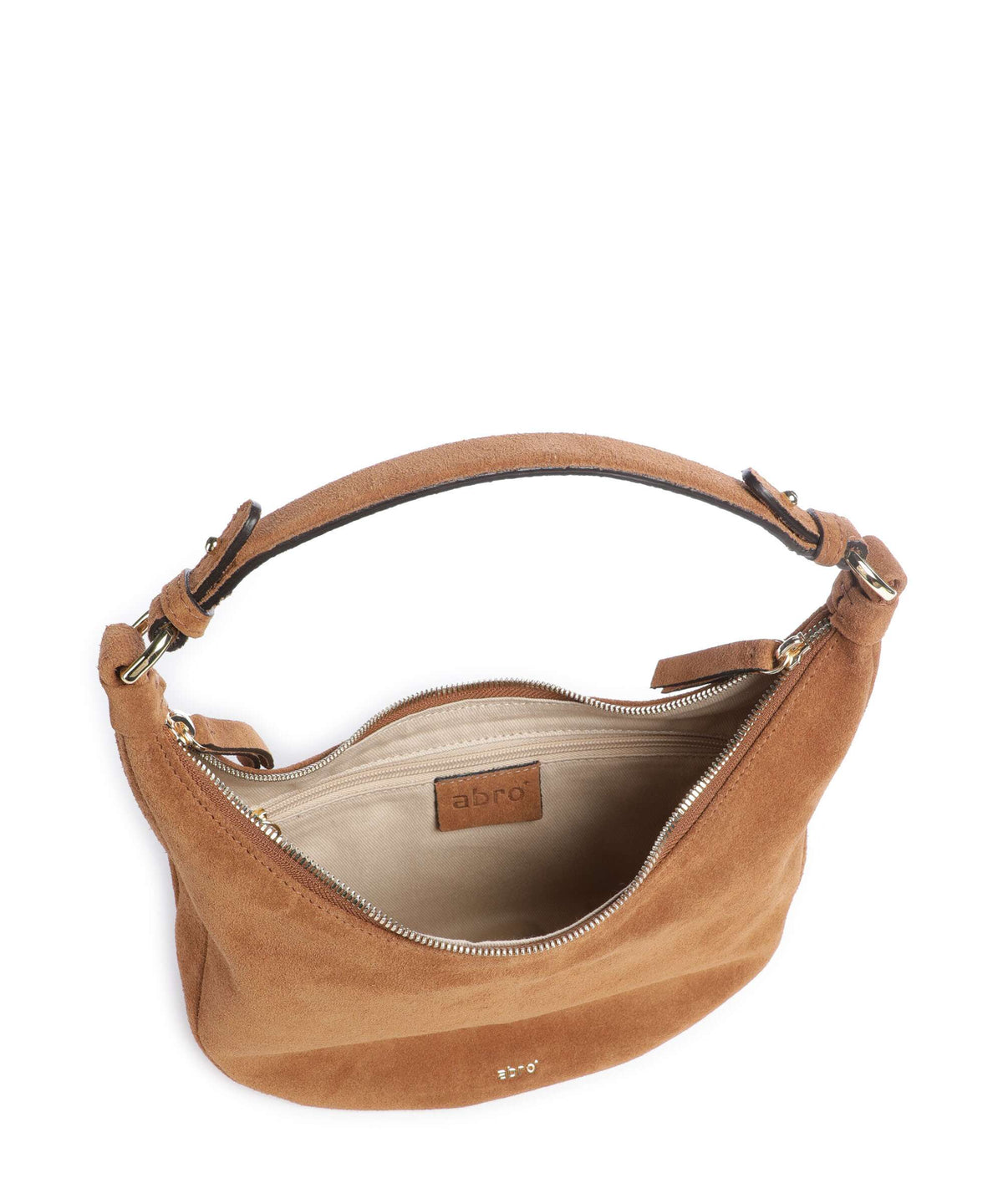 Abro Suede Nana Mini Hobo bag cuoio