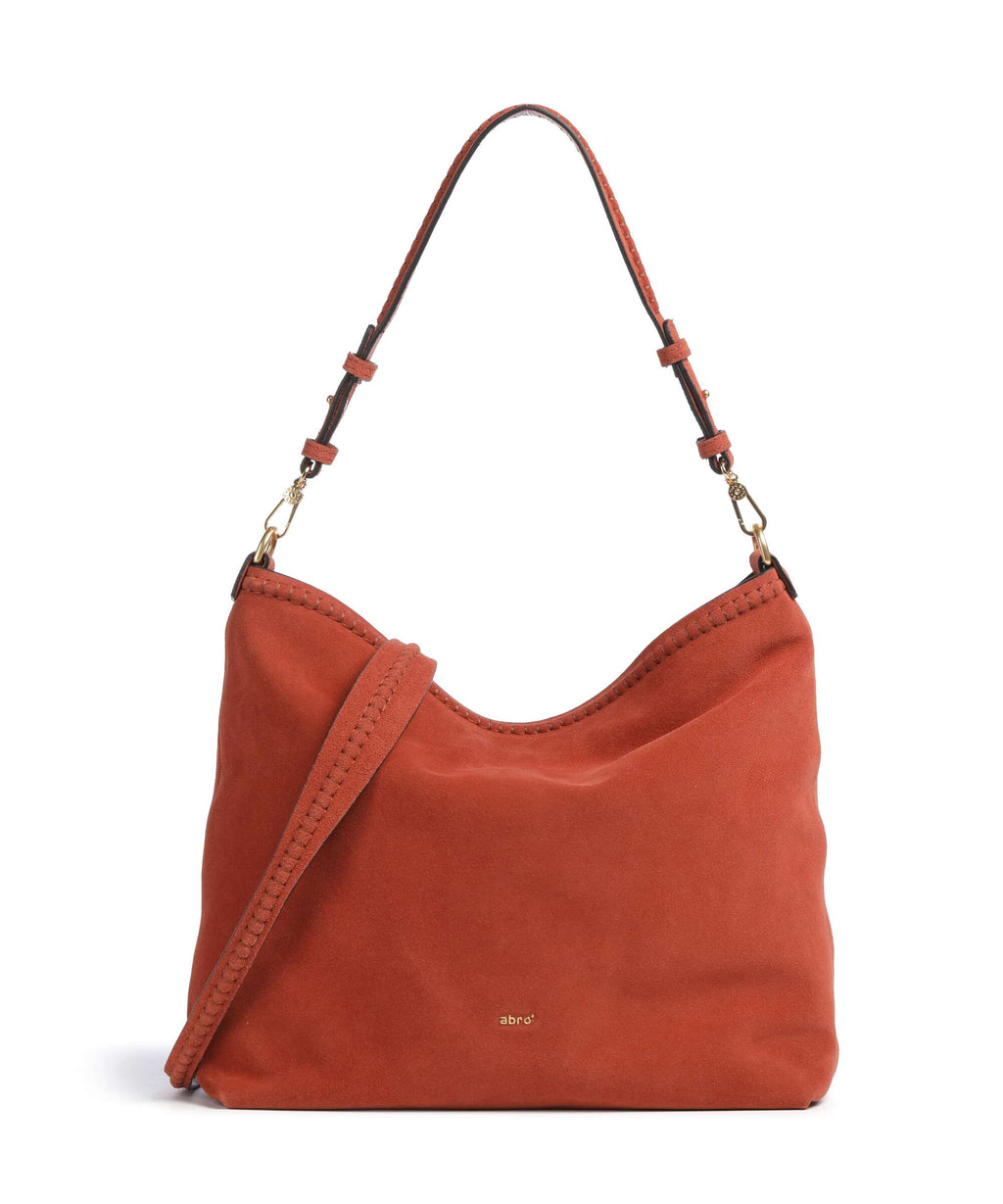 Abro Suede Signature Hobo bag dark orange