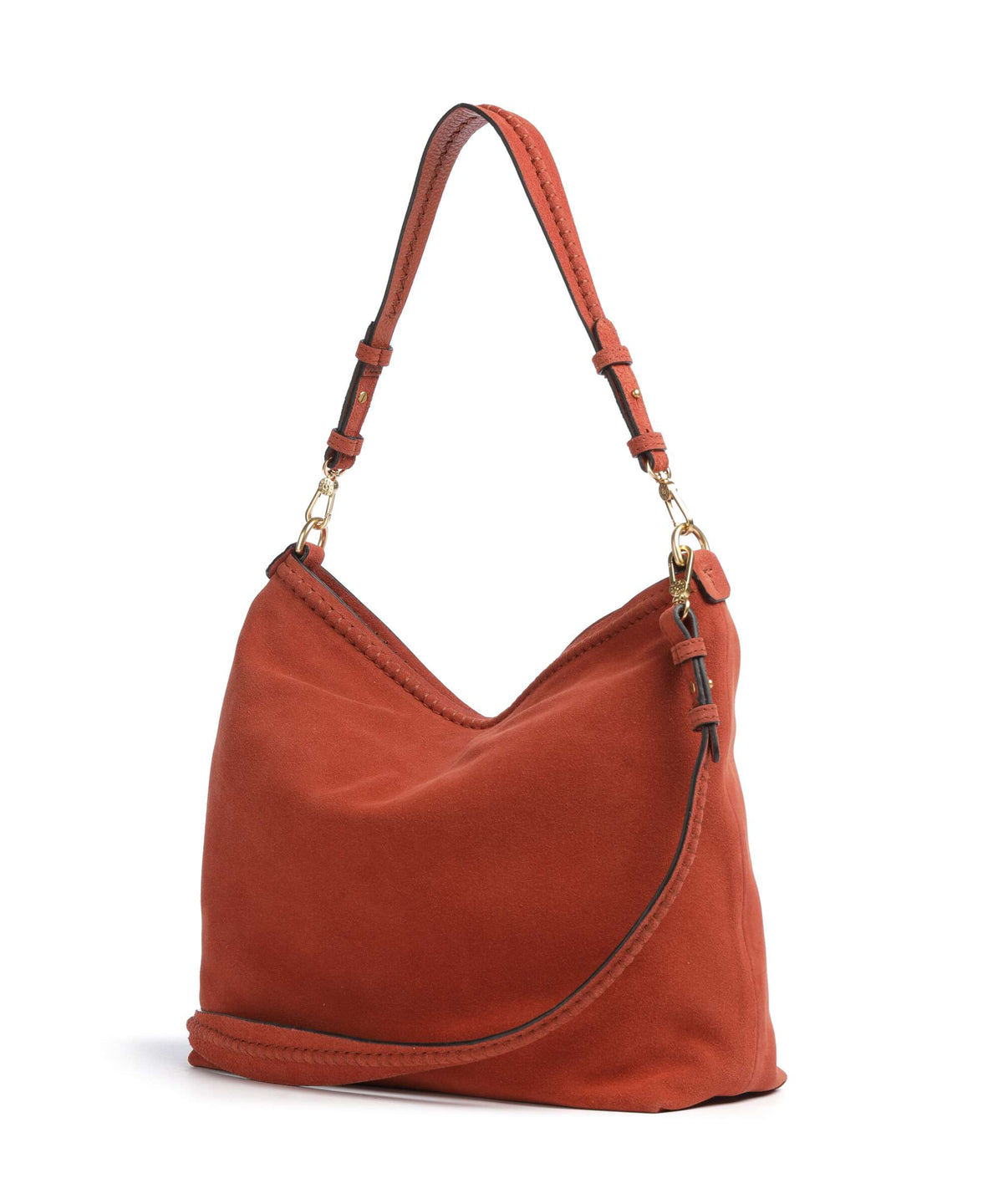 Abro Suede Signature Hobo bag dark orange