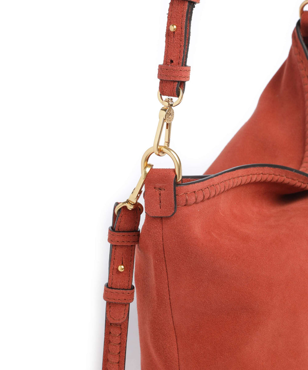 Abro Suede Signature Hobo bag dark orange