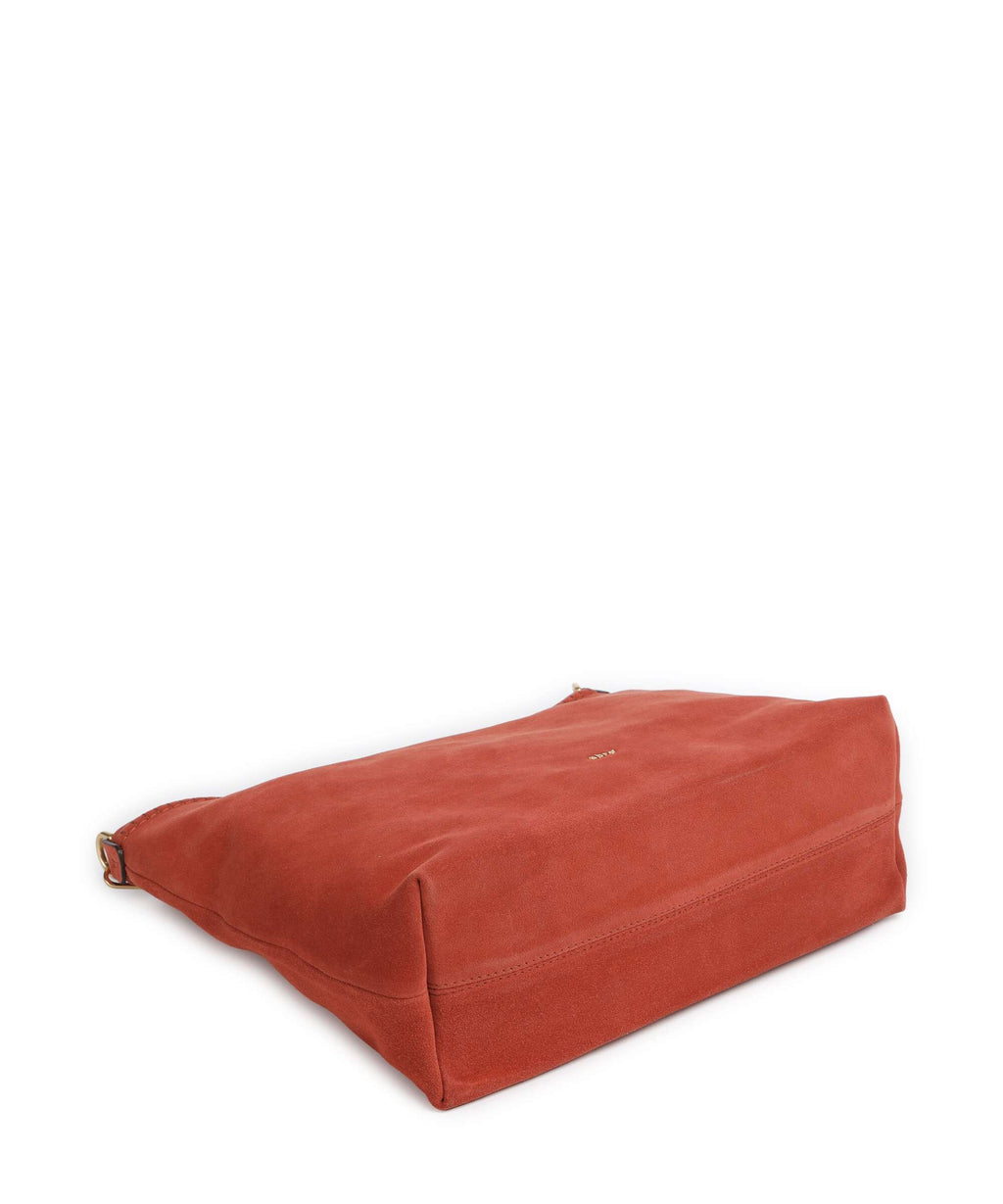 Abro Suede Signature Hobo bag dark orange