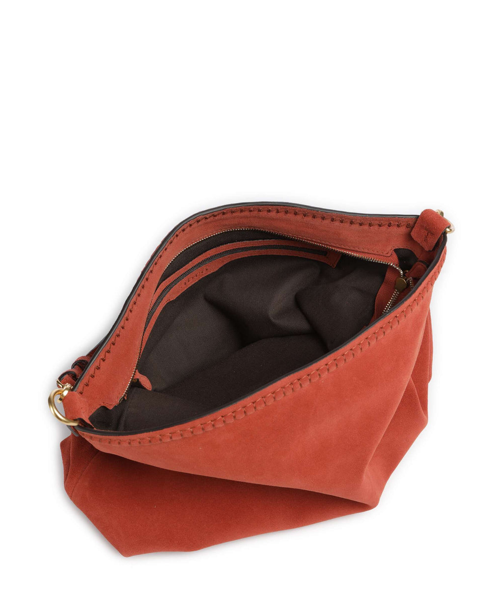 Abro Suede Signature Hobo bag dark orange