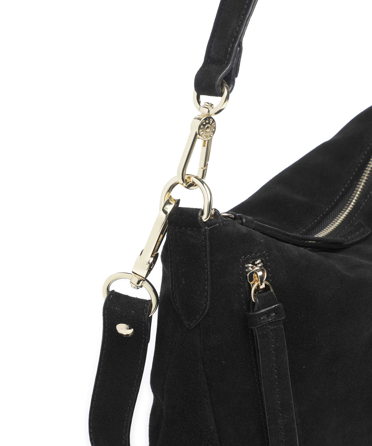 Abro Suede Juna Small Hobo bag black/gold