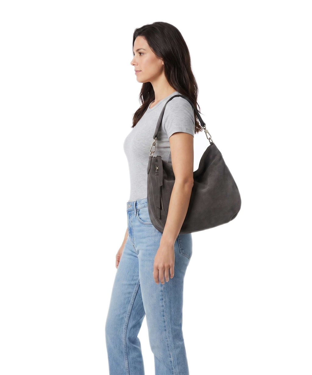 Abro Suede Juna Small Hobo bag grey