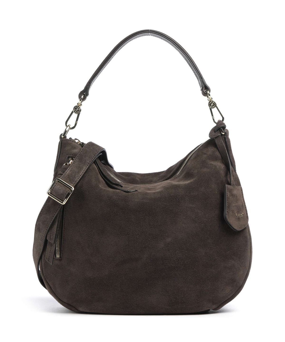 Abro Suede Juna Small Hobo bag dark brown