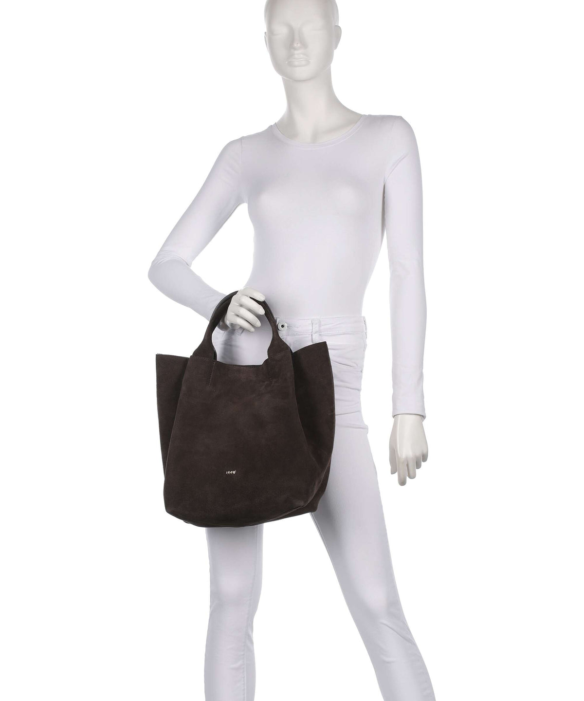 Abro Suede Essential Medium Handbag dark brown
