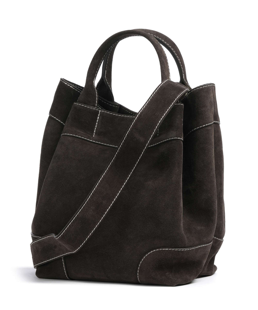 Abro Suede Essential Medium Handbag dark brown
