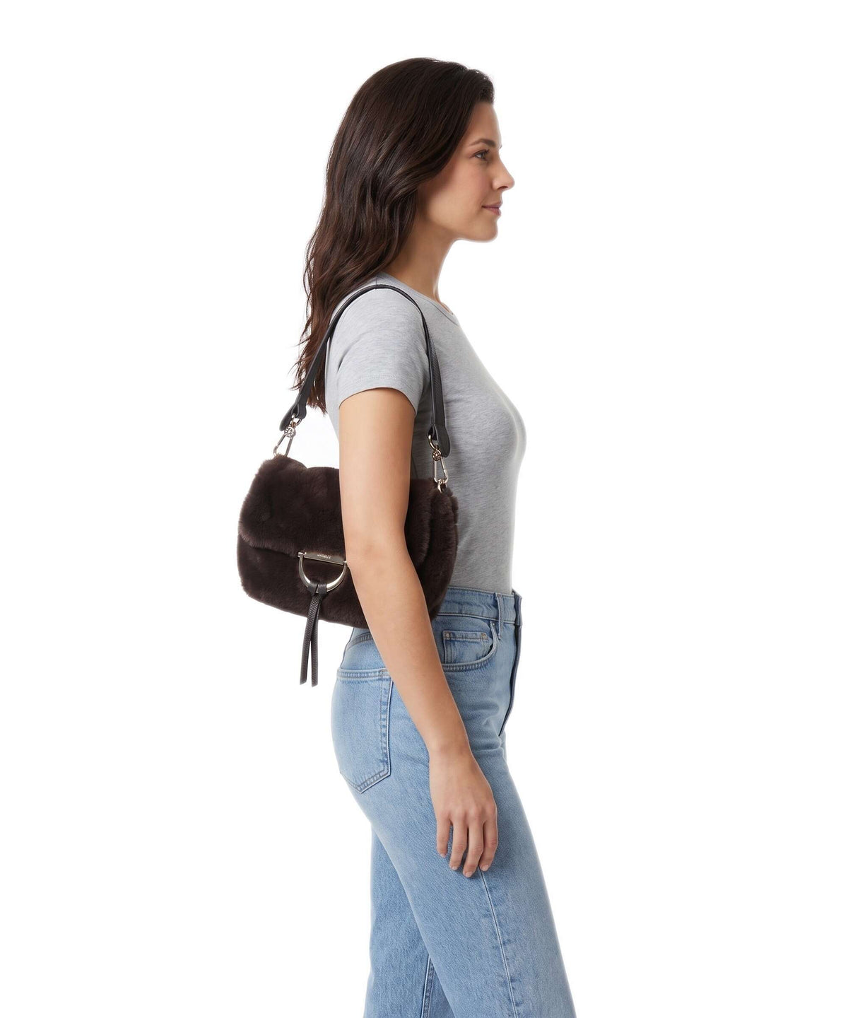 Abro Eco Fur Temi Small Shoulder bag dark brown