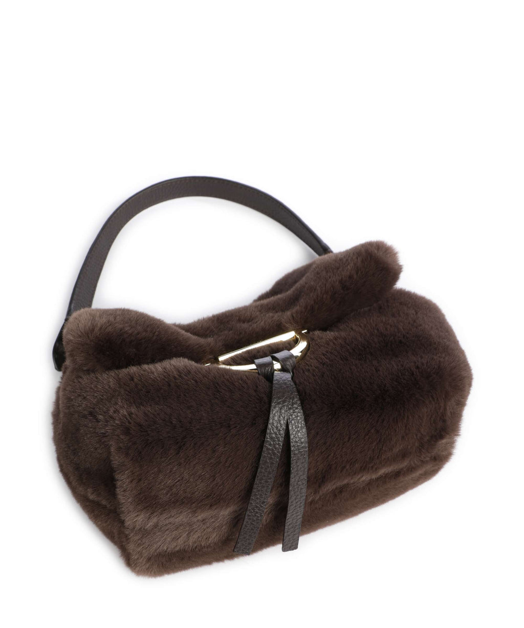 Abro Eco Fur Temi Small Shoulder bag dark brown