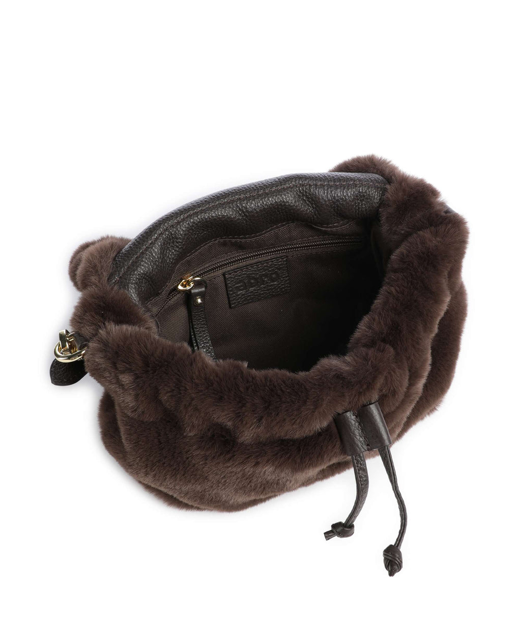 Abro Eco Fur Temi Small Shoulder bag dark brown