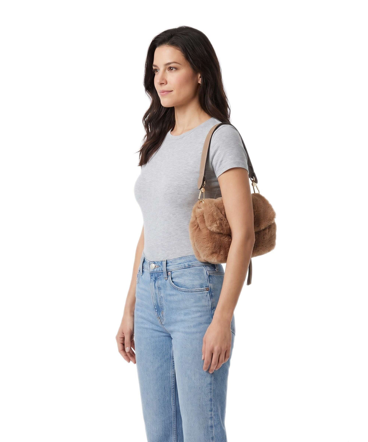 Abro Eco Fur Temi Small Shoulder bag cappuccino