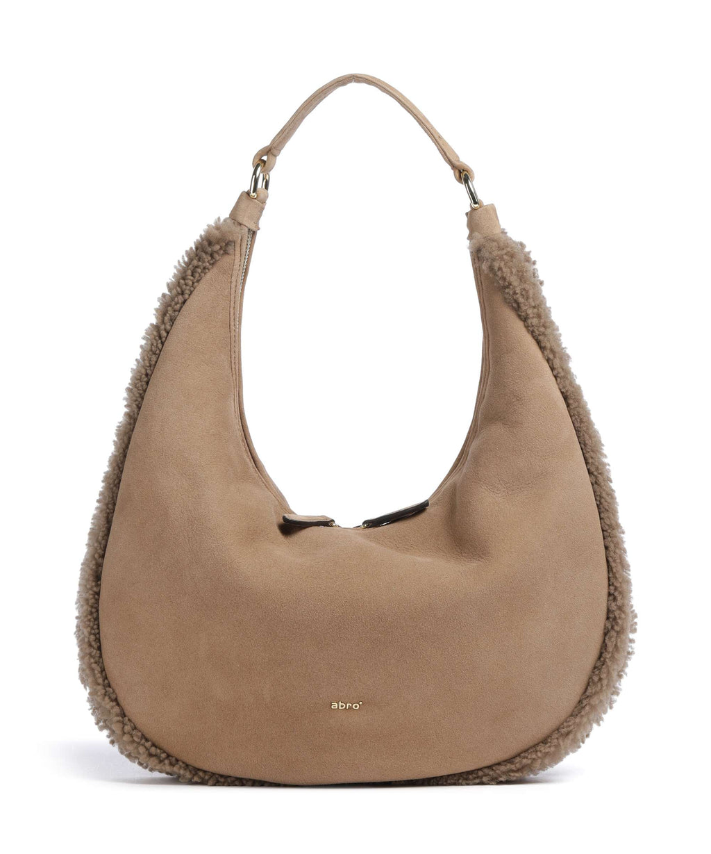Abro Shearling Nana Small Hobo bag cappuccino