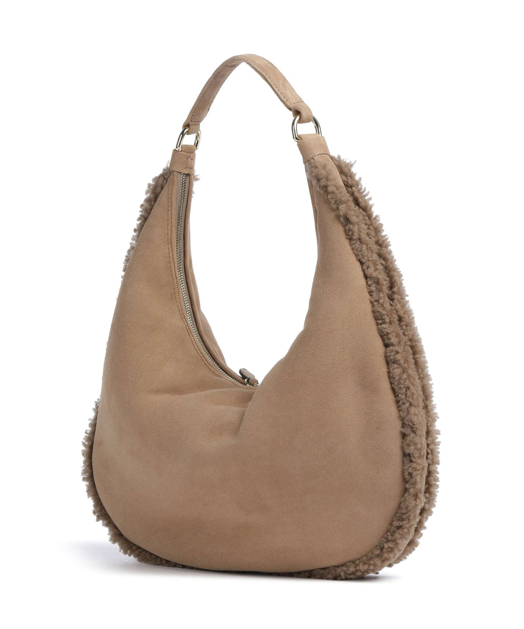 Abro Shearling Nana Small Hobo bag cappuccino