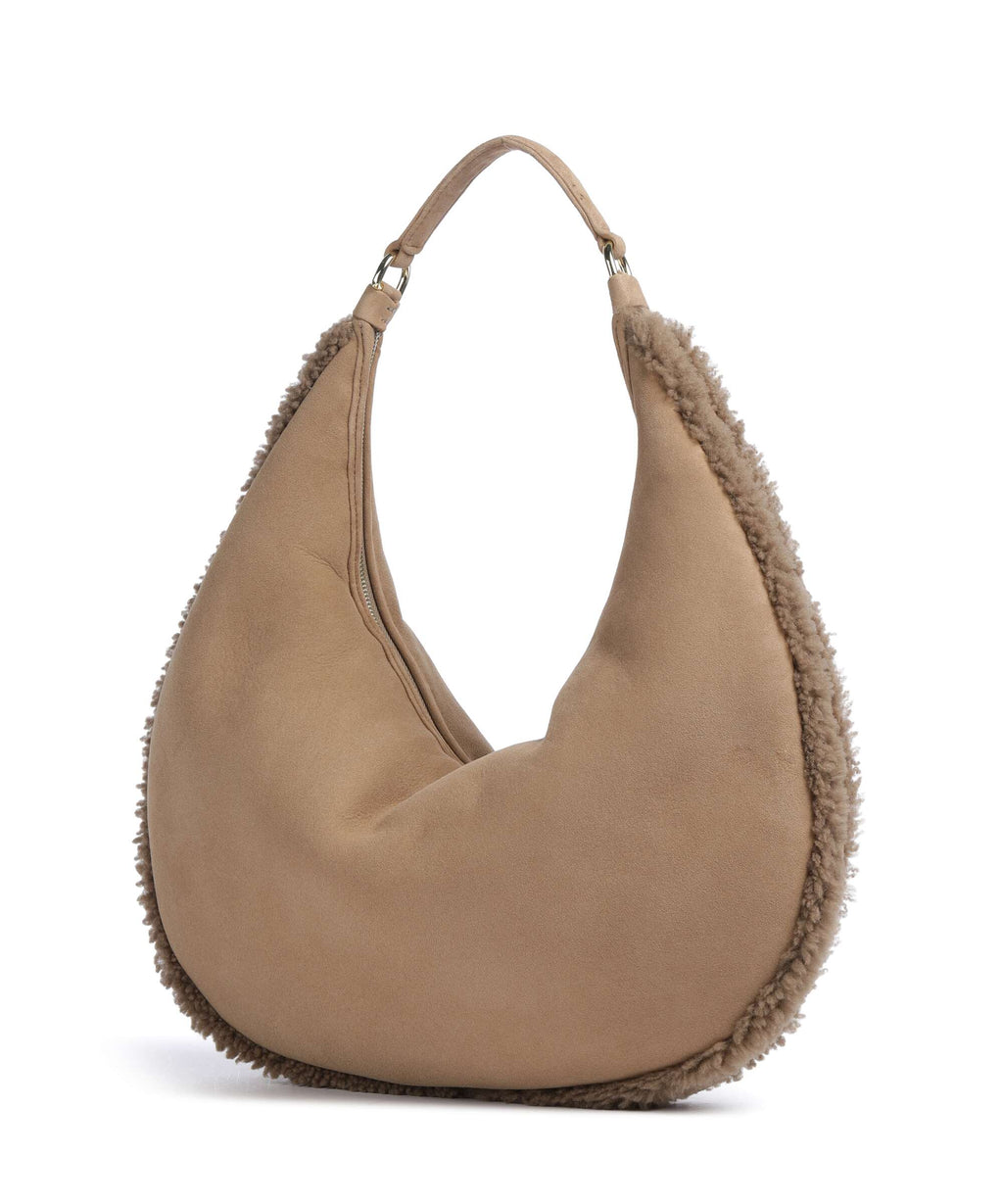 Abro Shearling Nana Big Hobo bag cappuccino