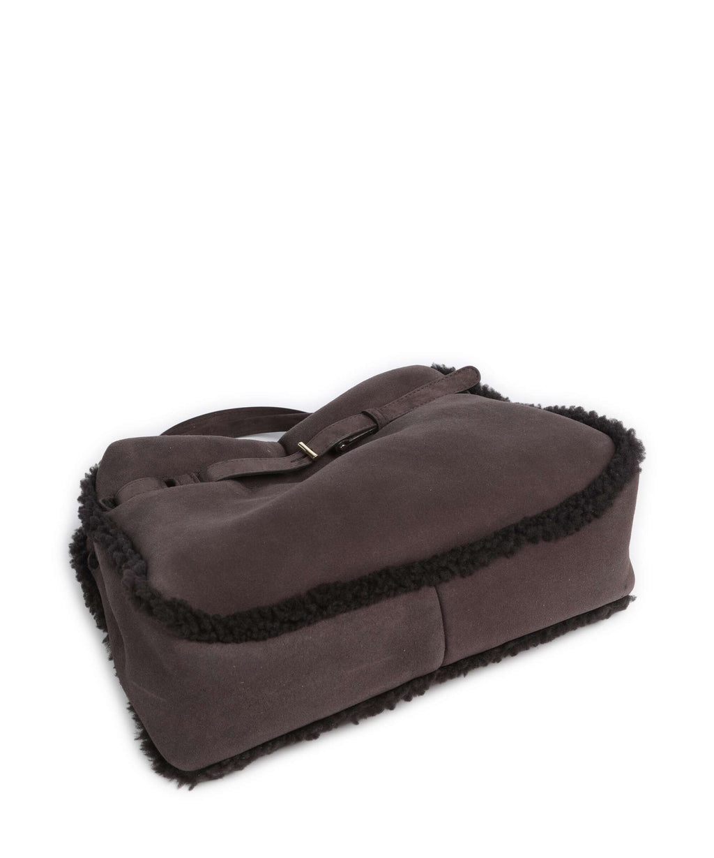 Abro Shearling Jill Handbag dark brown