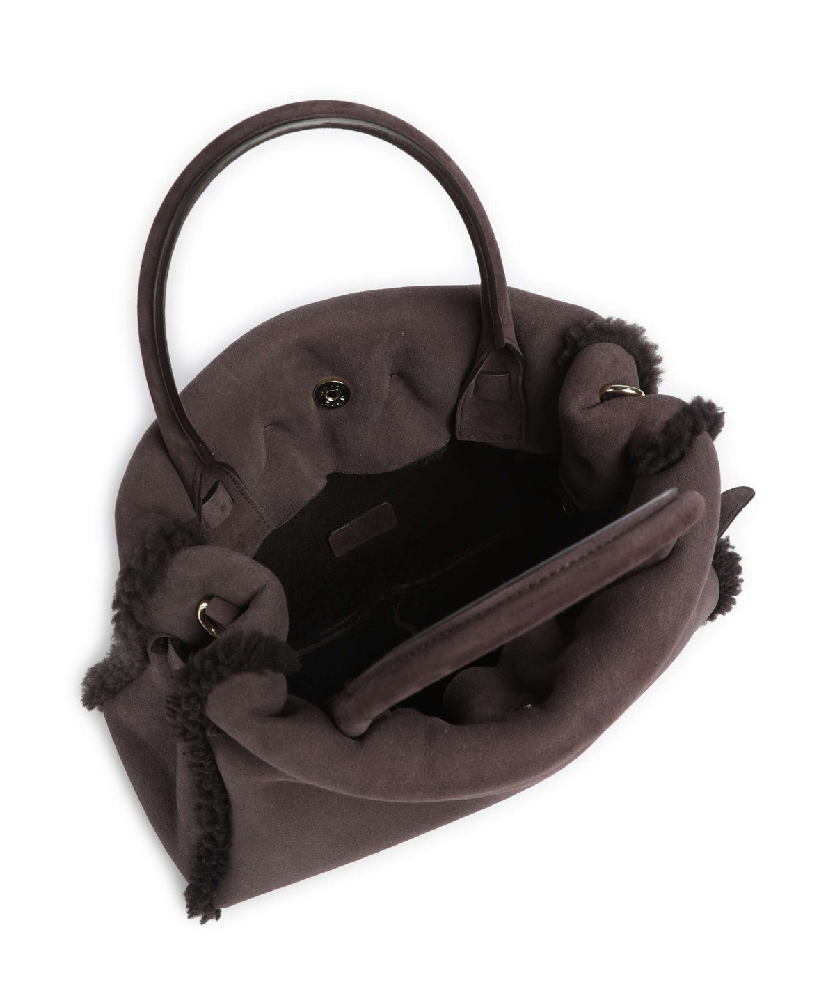 Abro Shearling Jill Handbag dark brown