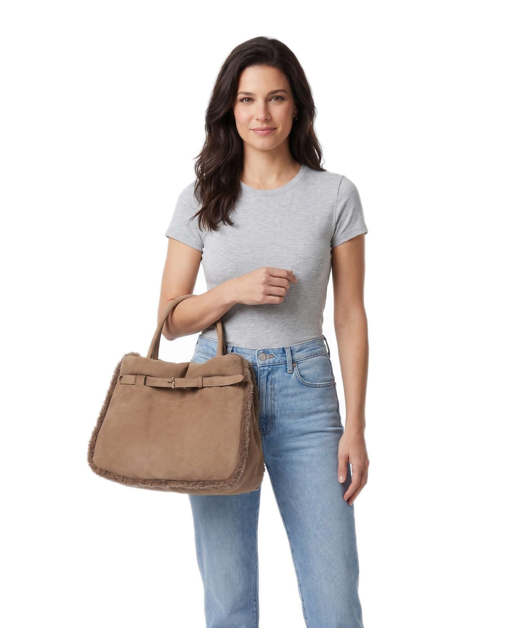 Abro Shearling Jill Handbag cappuccino