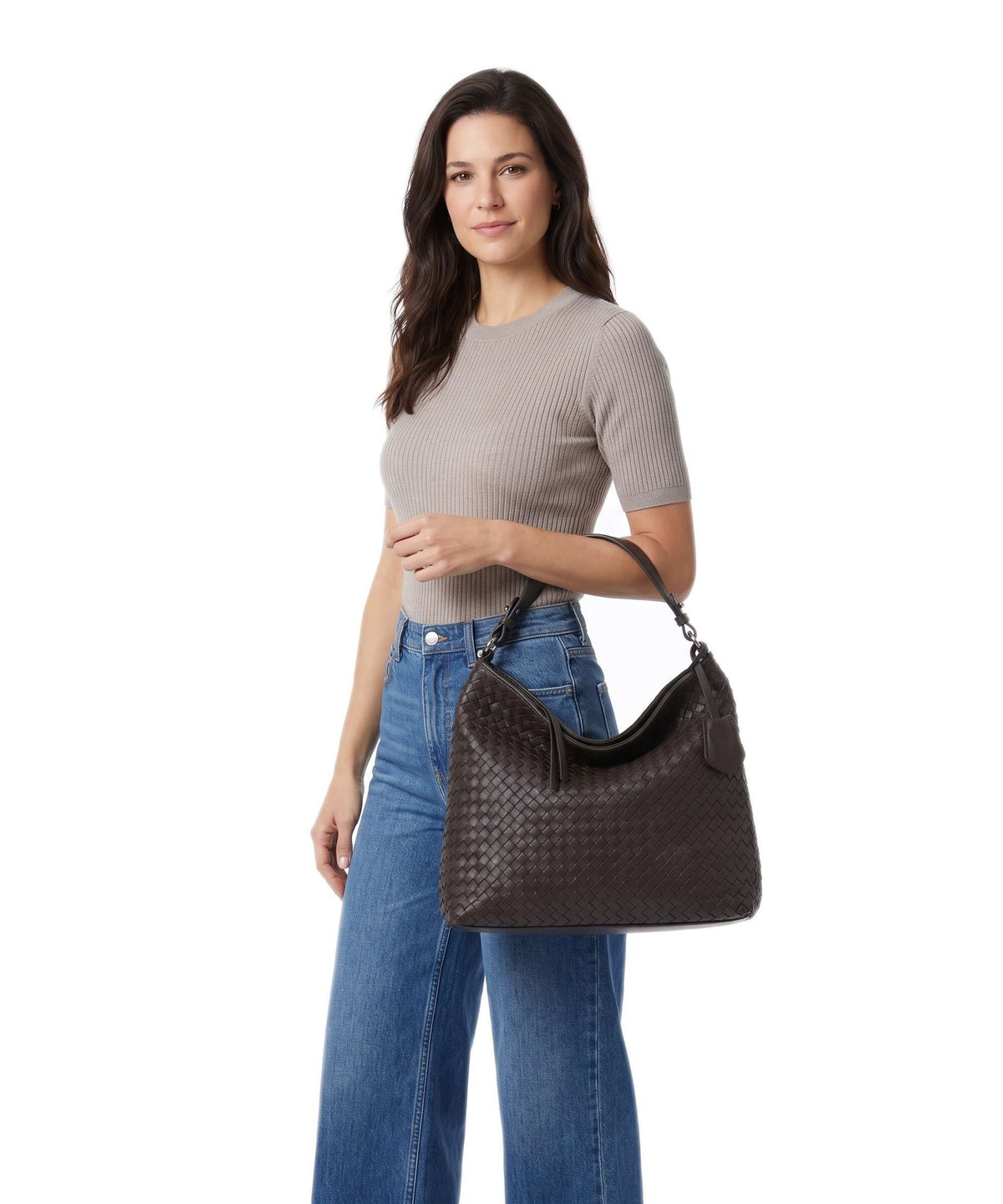 Abro Savage Elvi Small Hobo bag dark brown/silver