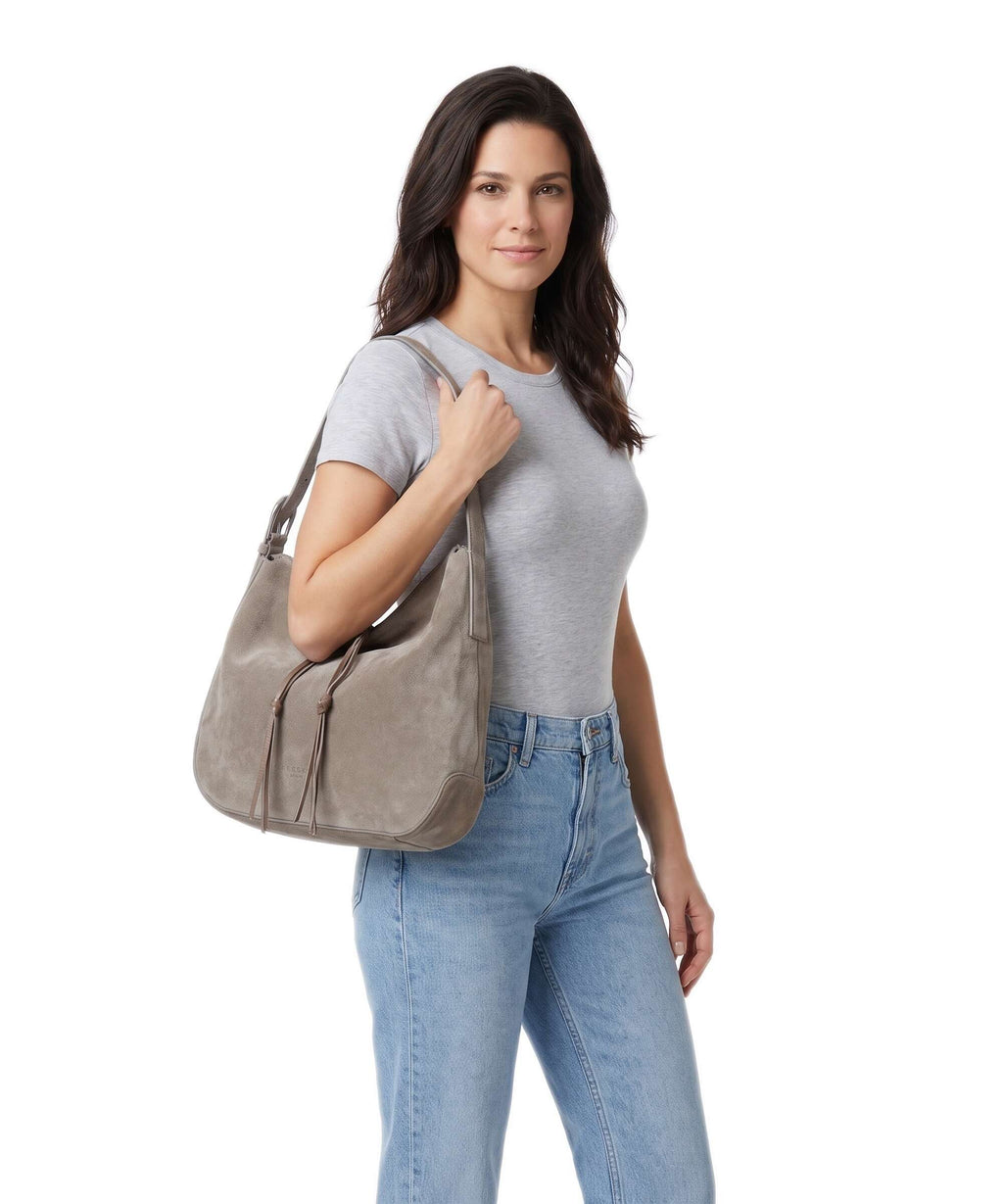 Liebeskind Ines Suede L Hobo bag neutral grey