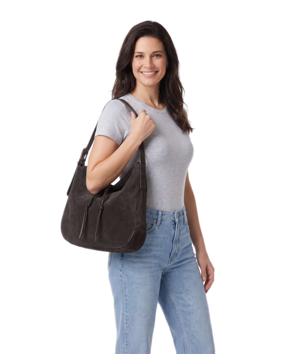 Liebeskind Ines Suede L Hobo bag deep soil