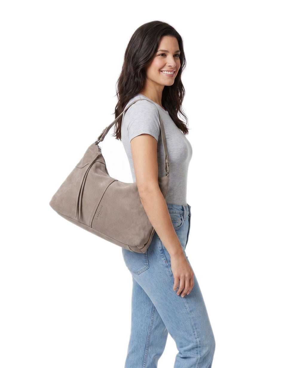 Liebeskind Mila Hydro Suede Hobo bag neutral grey