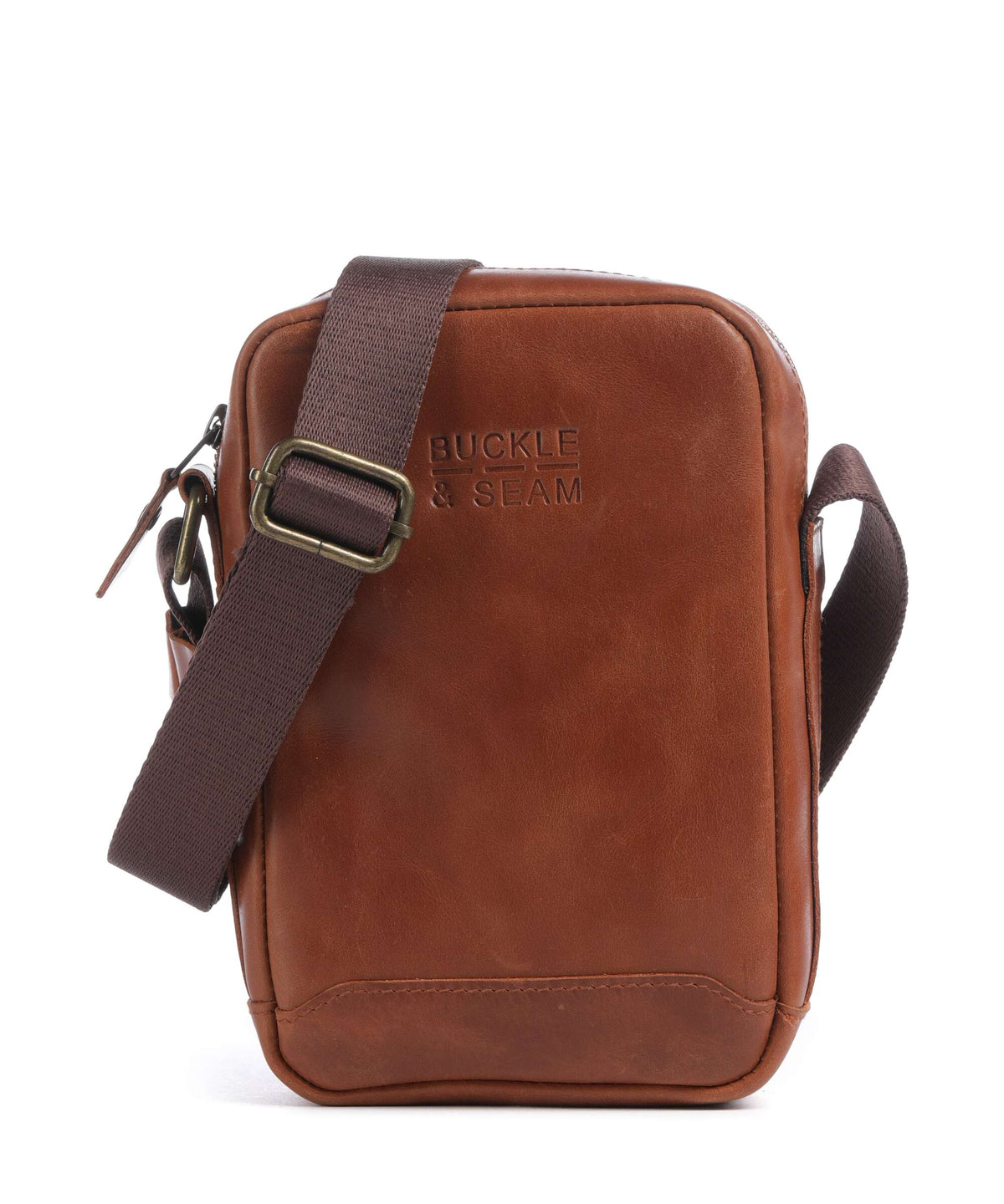 Buckle & Seam Crazy Horse Runner Crossbody bag cognac