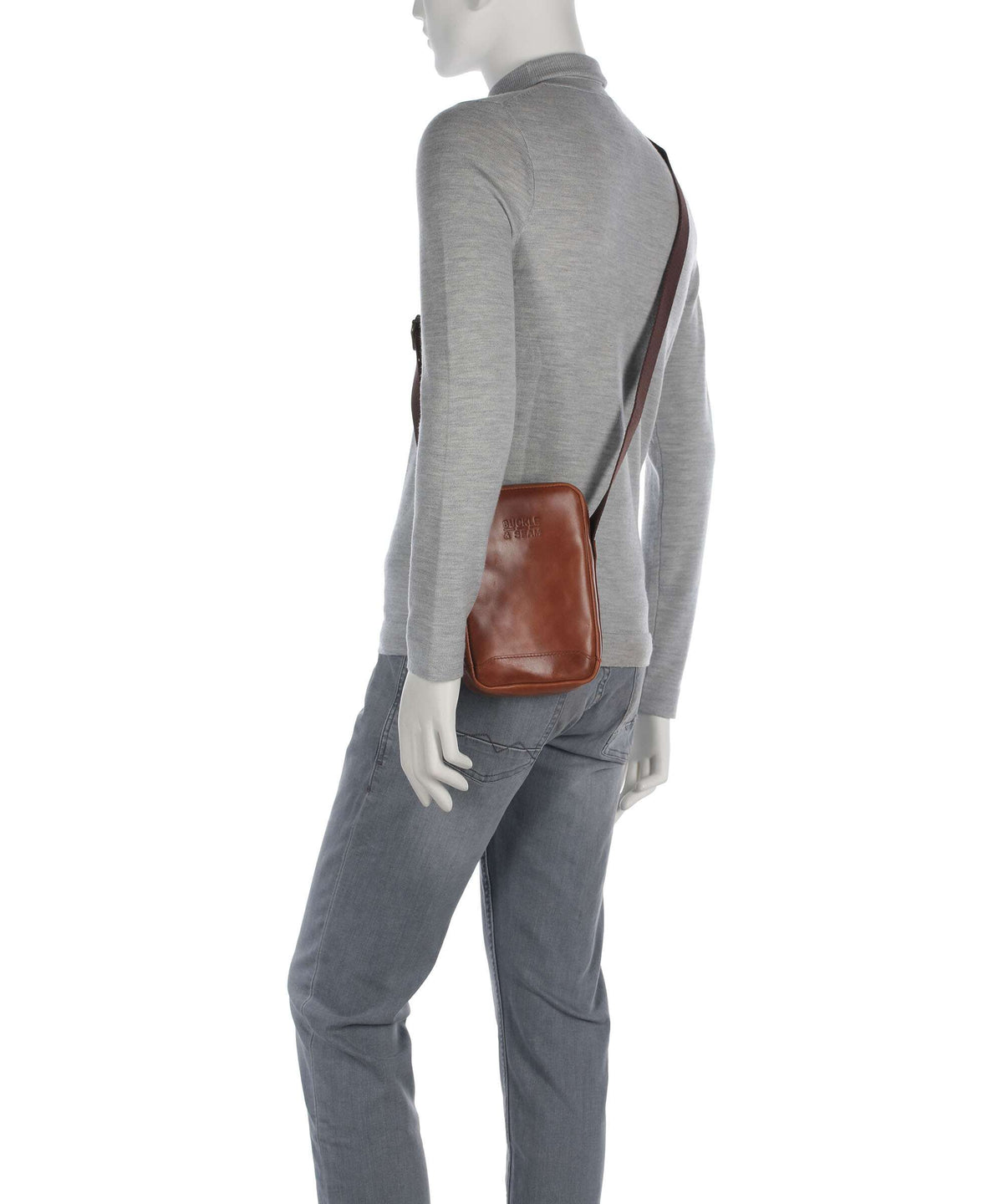 Buckle & Seam Crazy Horse Runner Crossbody bag cognac