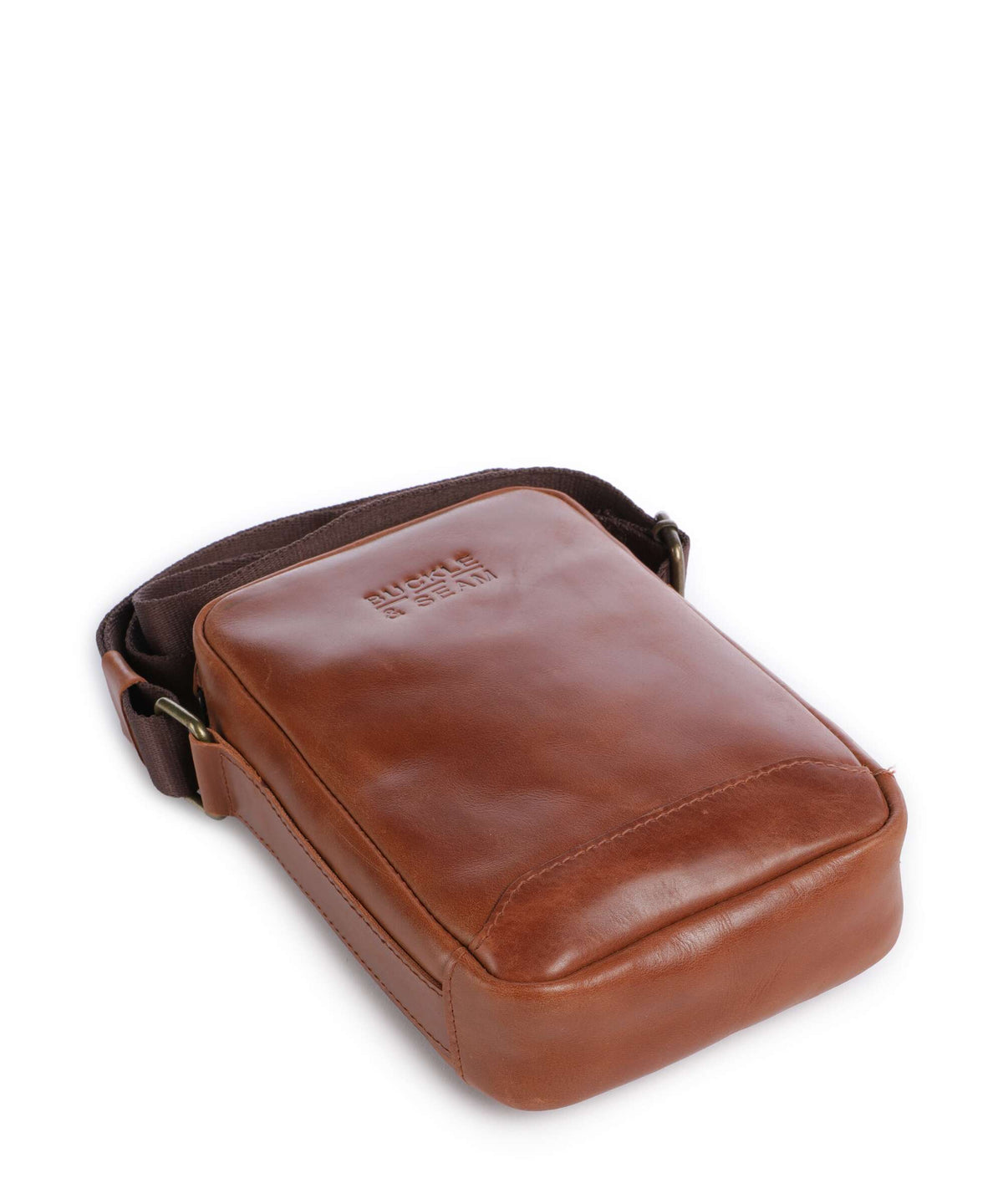Buckle & Seam Crazy Horse Runner Crossbody bag cognac
