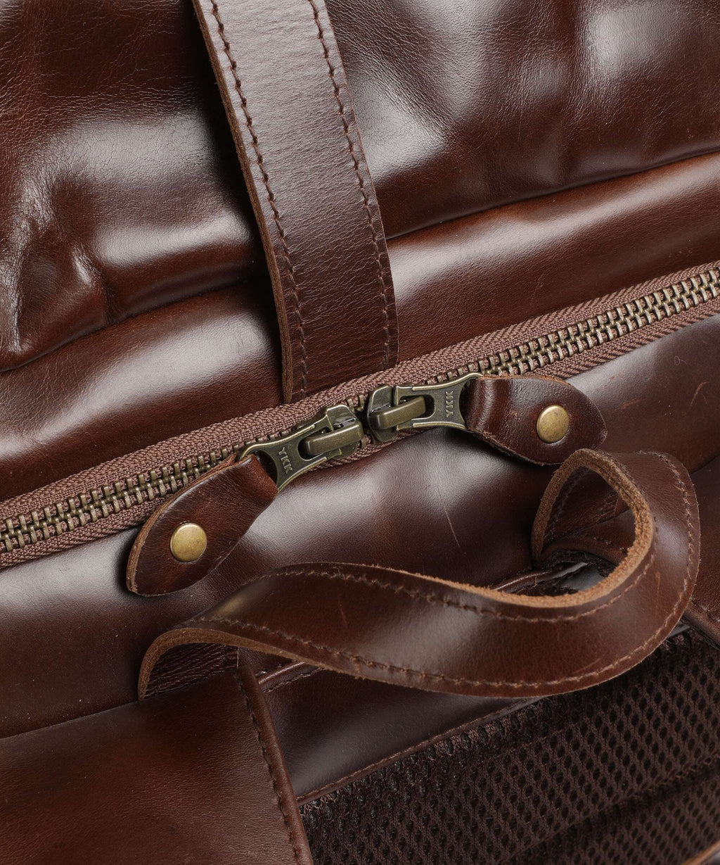 Buckle & Seam Crazy Horse Norman Rolltop backpack brown/dot