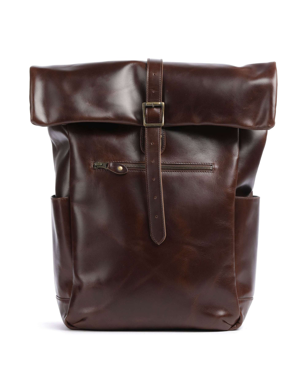 Buckle & Seam Crazy Horse Norman Rolltop backpack brown/blue