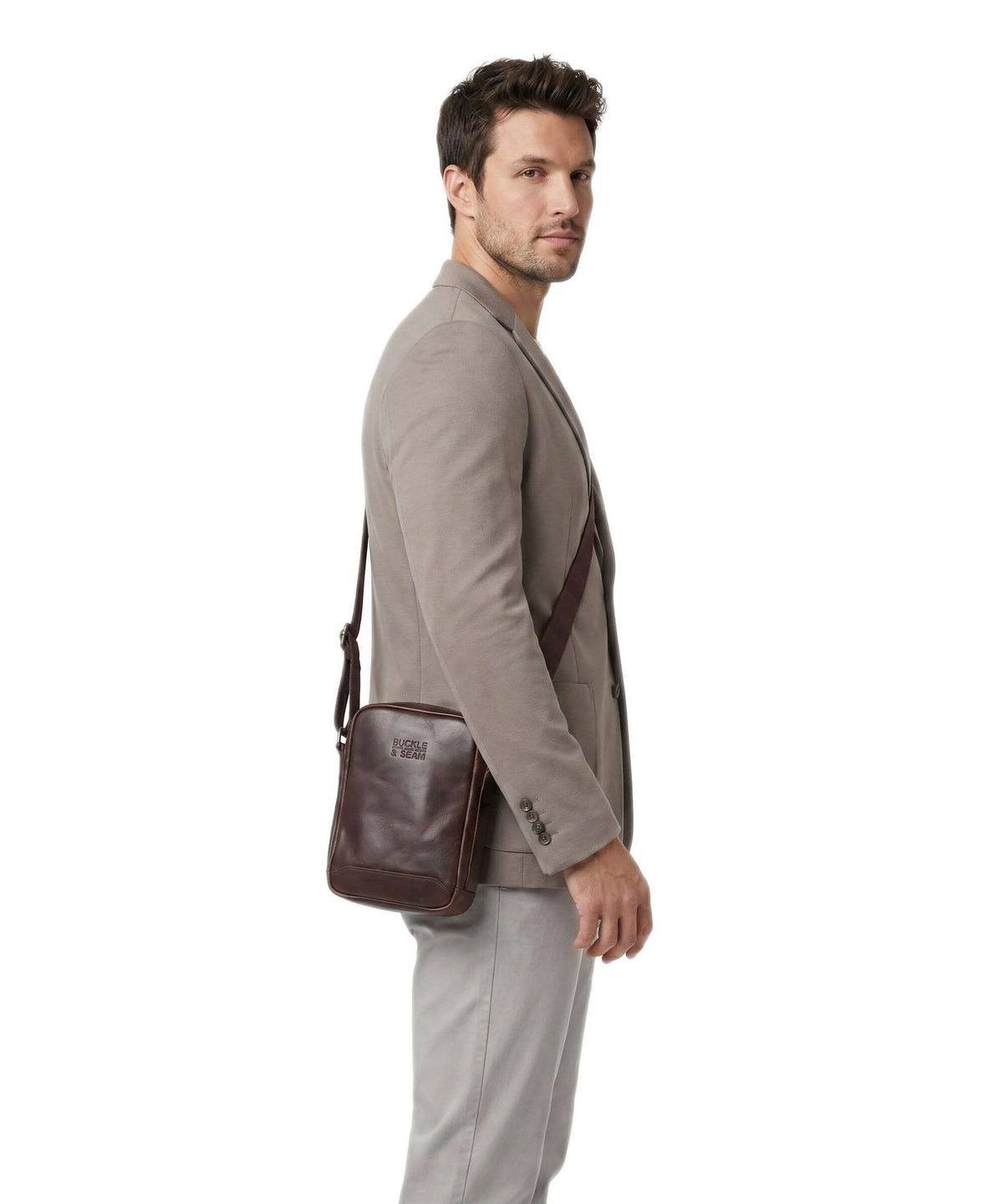 Buckle & Seam Crazy Horse Runner Crossbody bag brown