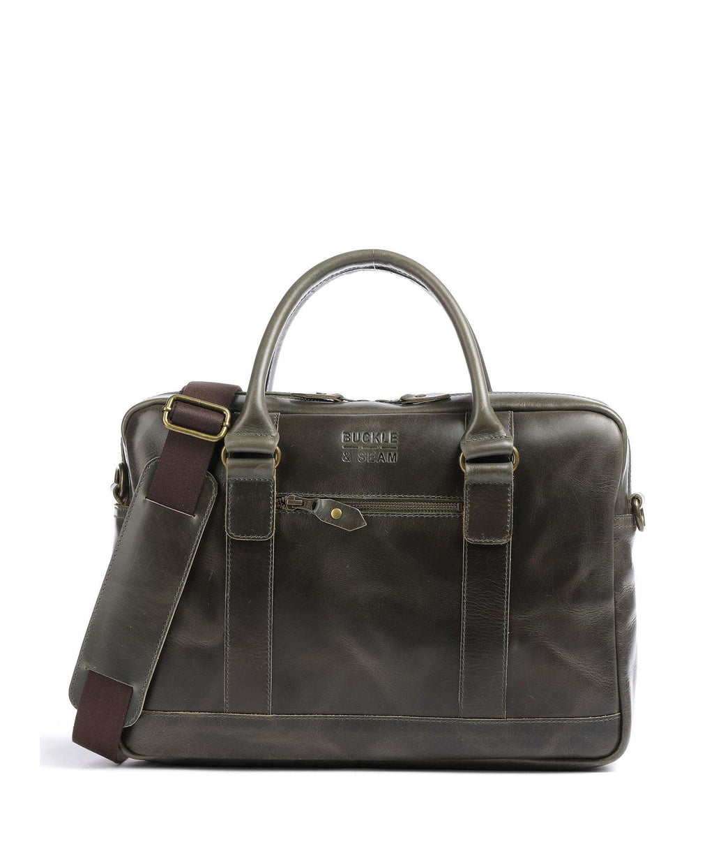 Buckle & Seam Crazy Horse Everett Briefcase olive