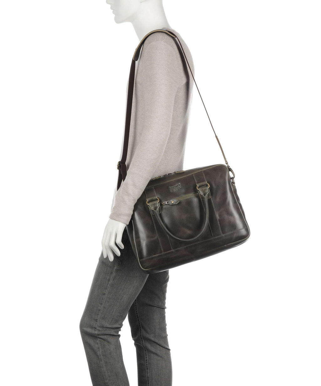 Buckle & Seam Crazy Horse Everett Briefcase olive