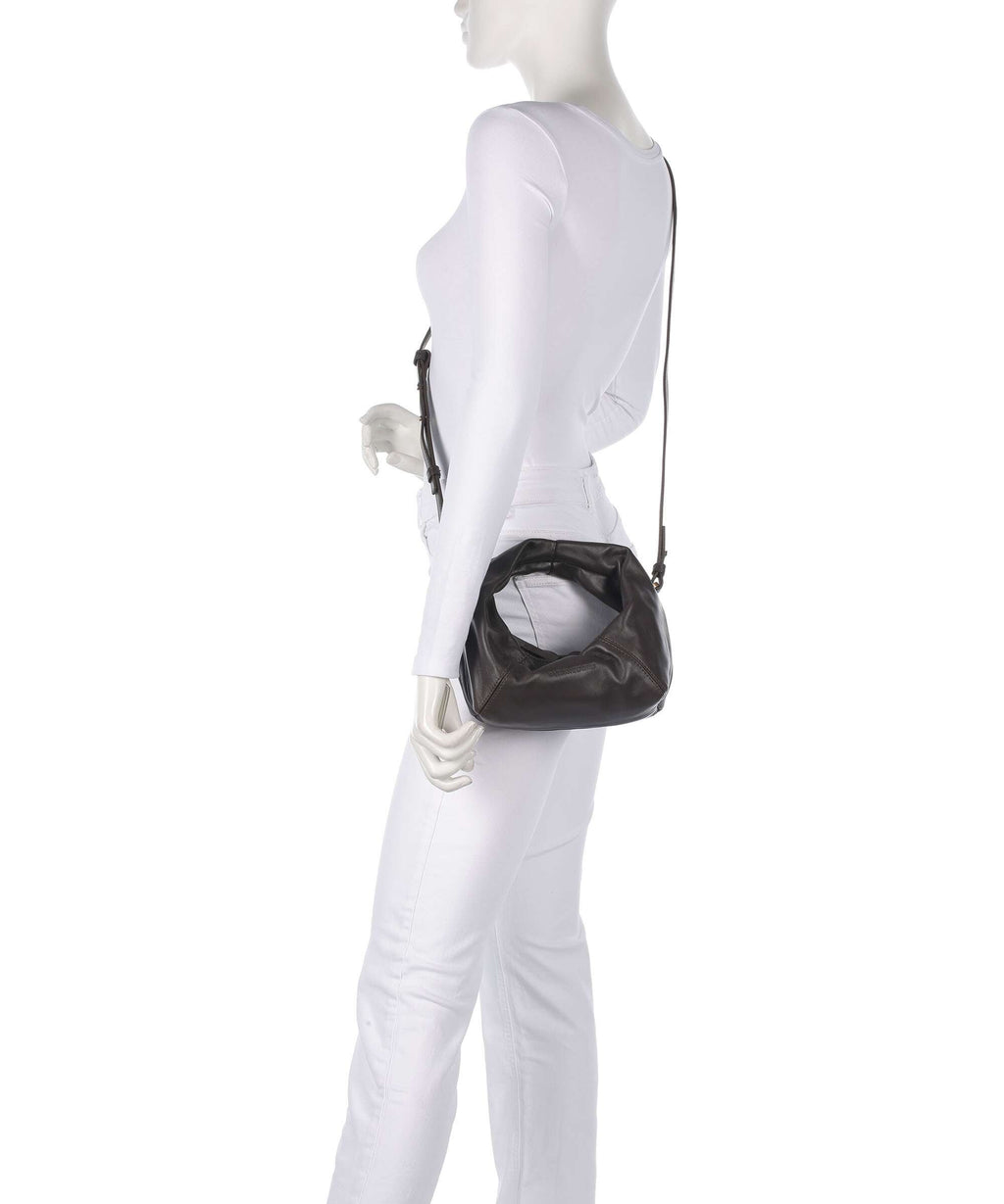 Les Visionnaires Greta Icon Cinkle Silky Handbag chocolate brown