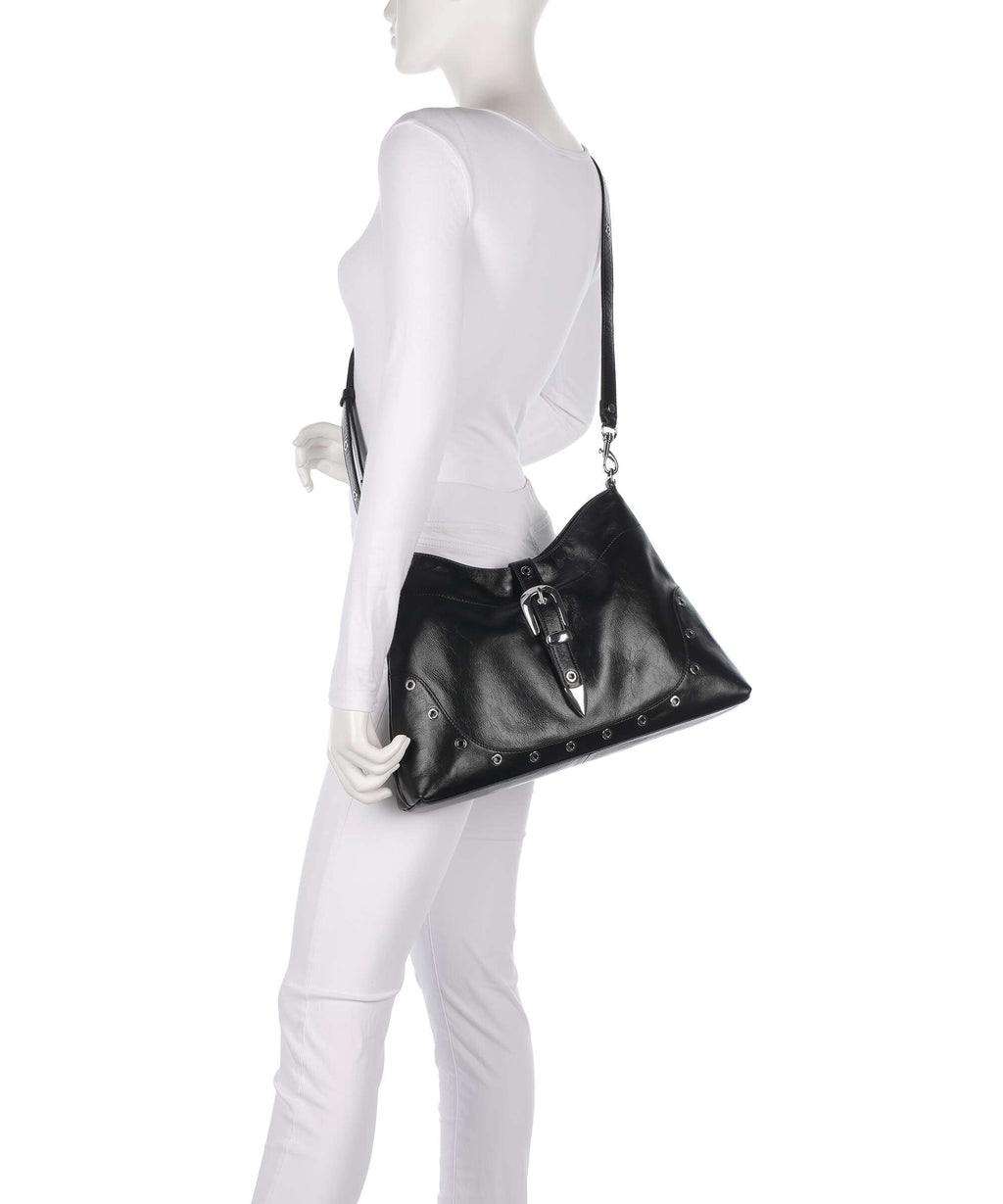 Les Visionnaires Elisa Rivet Glossy Hobo bag black