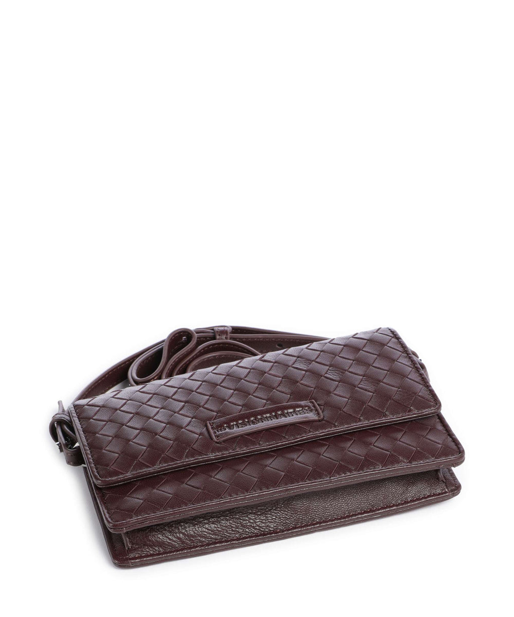 Les Visionnaires Brit Weave Silky Crossbody bag aubergine