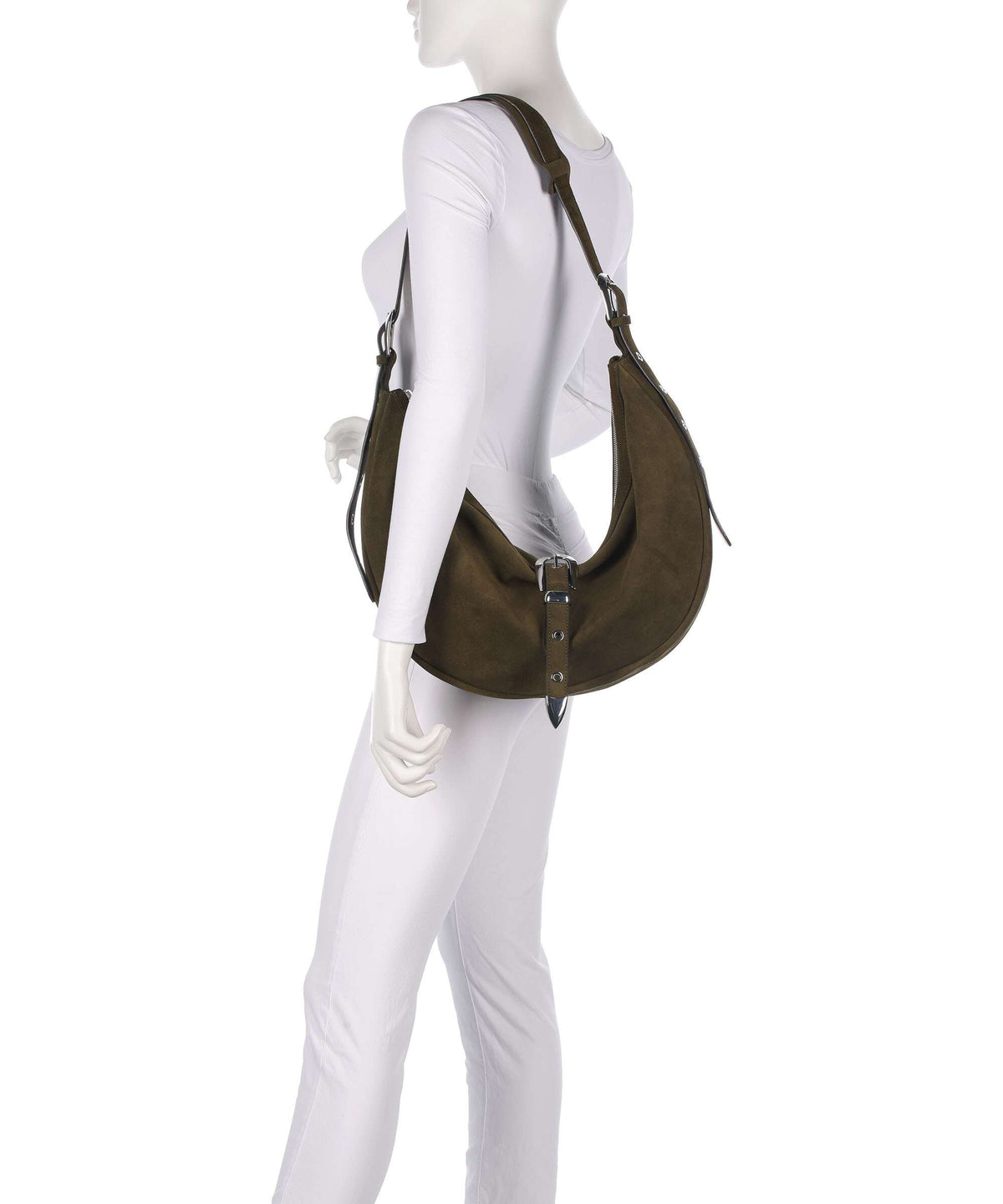 Les Visionnaires Enya Rebel Cozy Hobo bag deep jungle