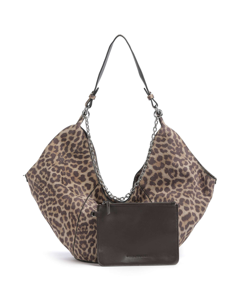 Les Visionnaires Amelie Cozy Chain Hobo bag leo print
