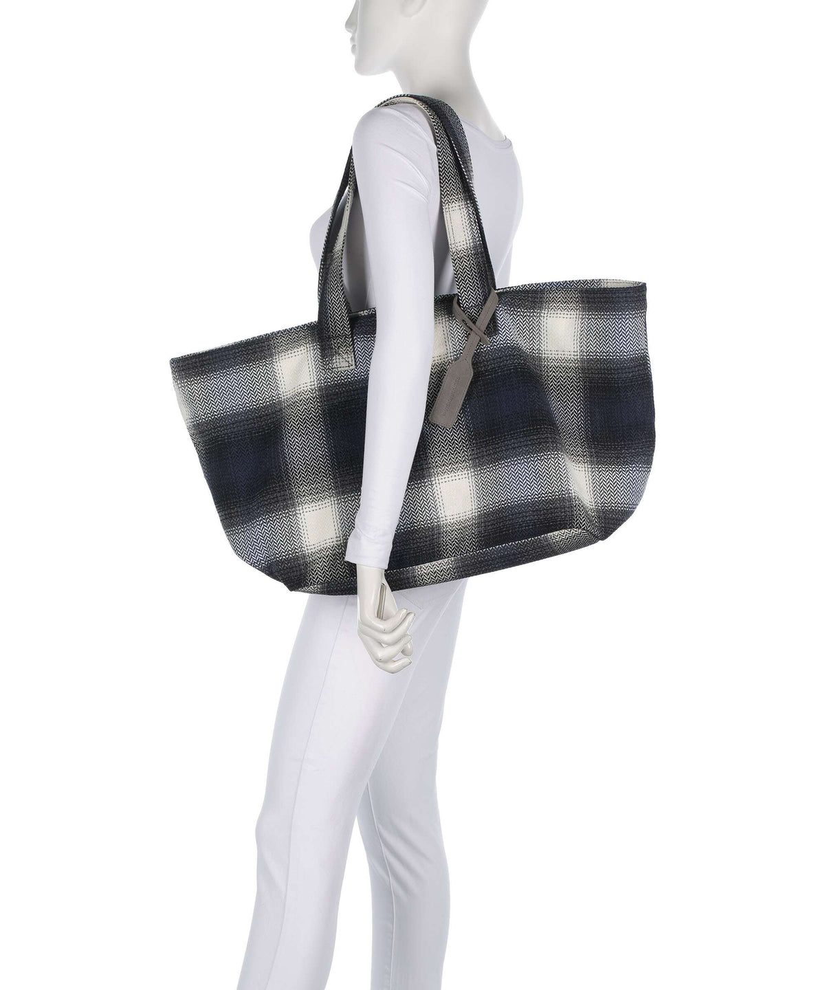 Les Visionnaires Alba Check Essential Tote bag check navy