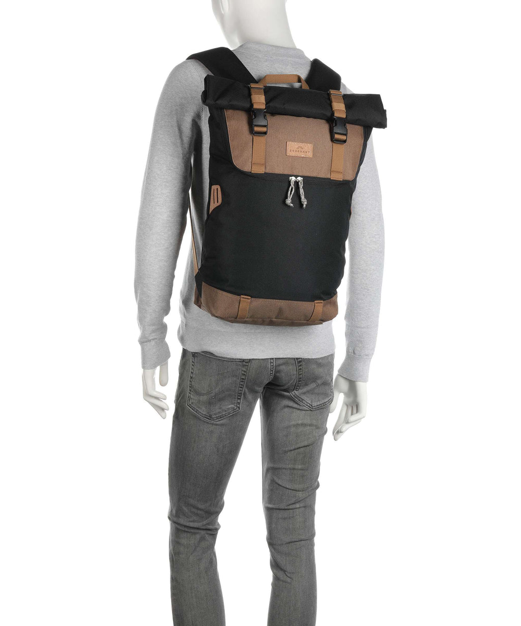 Doughnut Christopher Rolltop backpack black/khaki