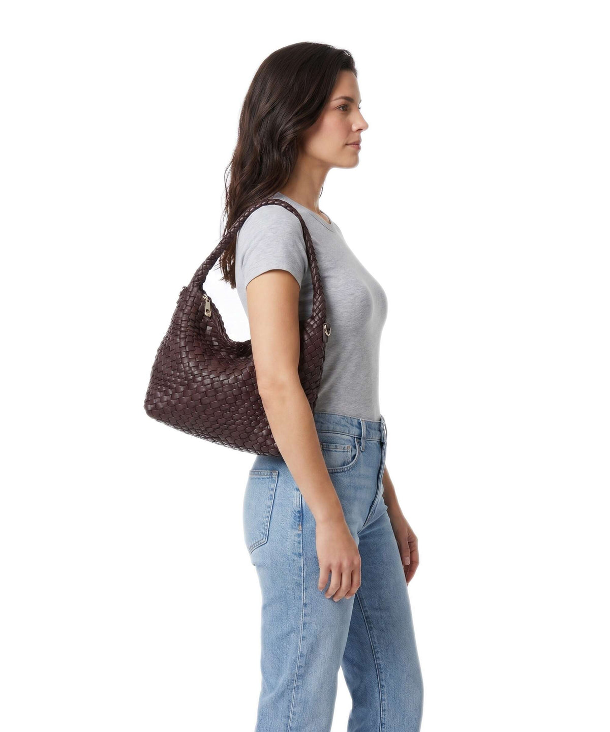 Dune London Deliberate M Bucket bag burgundy