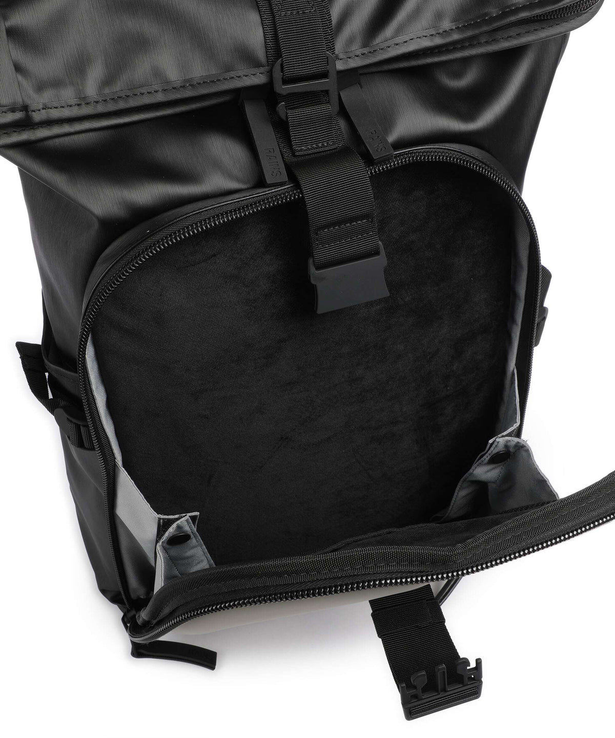Rains Texel Moulded Rolltop backpack black grain